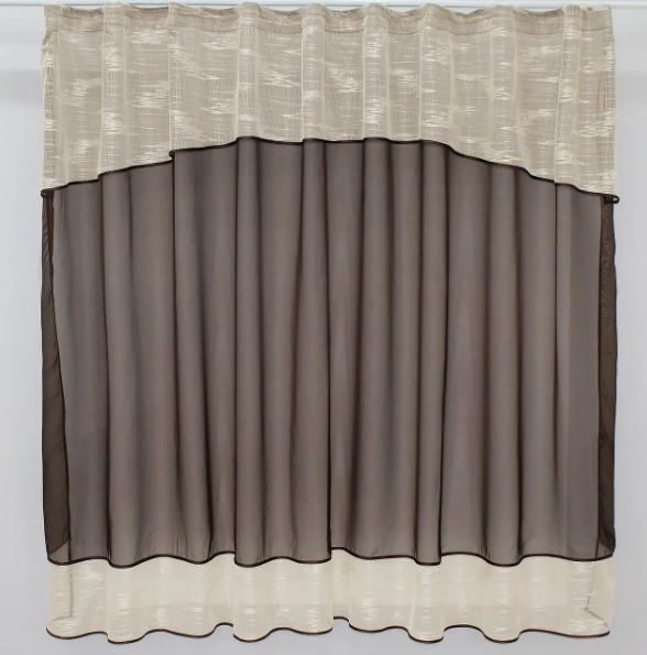 Шторки на кухню/балкон шифон/жакард 250х155 см Молочний/Венге (00к 59-362)