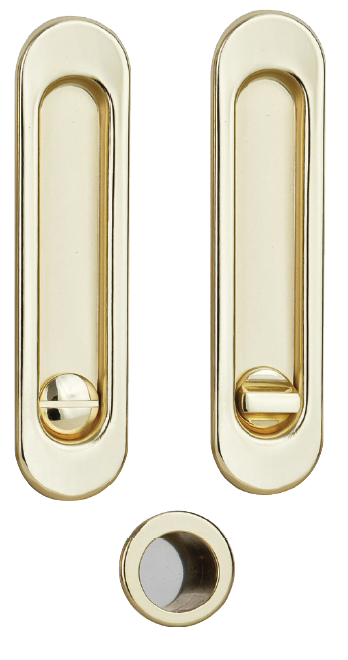 Ручки - ракушки для раздвижных дверей SIBA с механизмом WC, латунь полированная (S223 PB) - фото 3