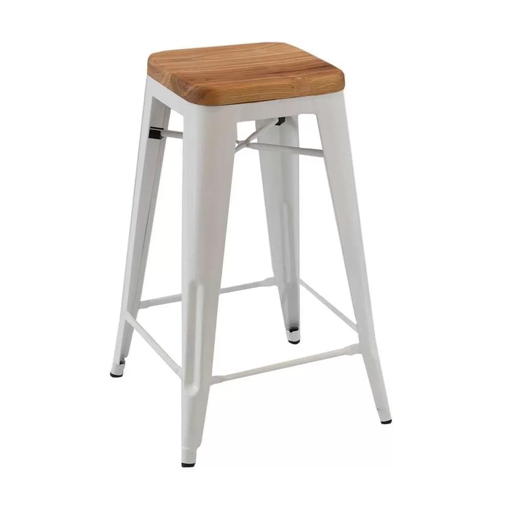 Стул барный Tolix Mc-011kt h 66 см Белый/Дуб (123147)