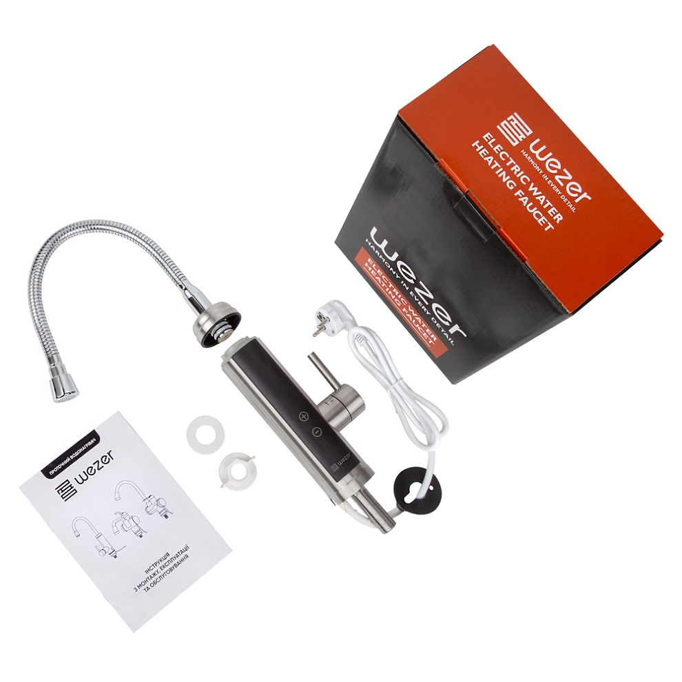 Проточный водонагреватель Wezer F9 для кухни 3,3 кВт Сатиновый (1055377) - фото 3