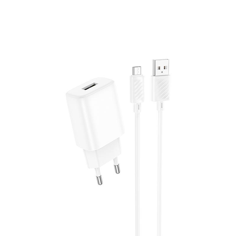 Зарядний пристрій мережевий Hoco Micro USB Cable Solid single port charger C134A 12 Вт USB Білий (609607)
