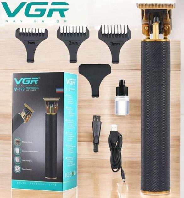 Тример для стрижки волосся/бороди/усів VGR V-179 з насадками (0104) - фото 3 Тример для стрижки волосся/бороди/усів VGR V-179 з насадками (0104) - фото 3
