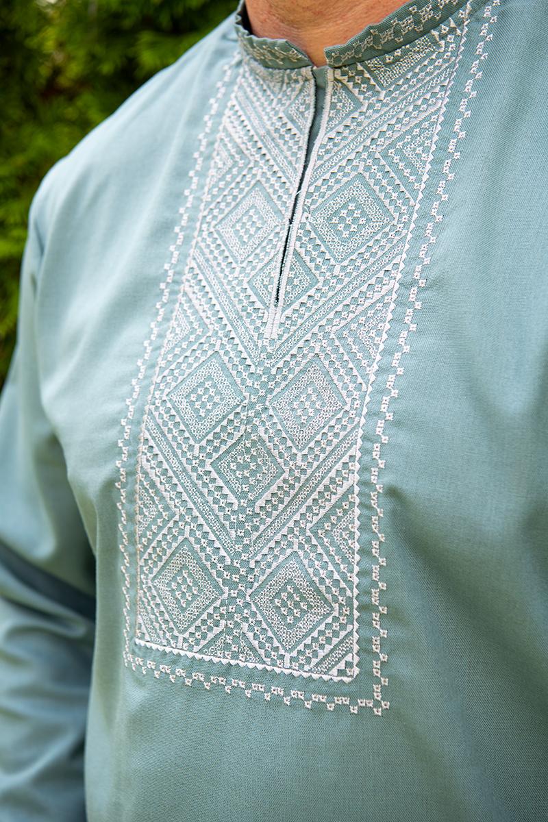 Вышиванка мужская из льна полынь с длинным рукавом 4XL (2299930677) - фото 2 Вышиванка мужская из льна полынь с длинным рукавом 4XL (2299930677) - фото 2