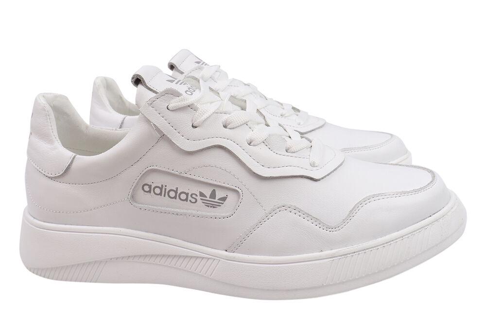 Кеды мужские New Man из кожи на низком ходу на шнуровке р. 45 Белый (58-21DTS)