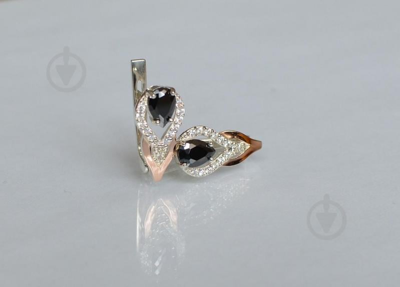 Серебряные серьги Sil с золотыми накладками 132s-4 Черный (Sil-719)