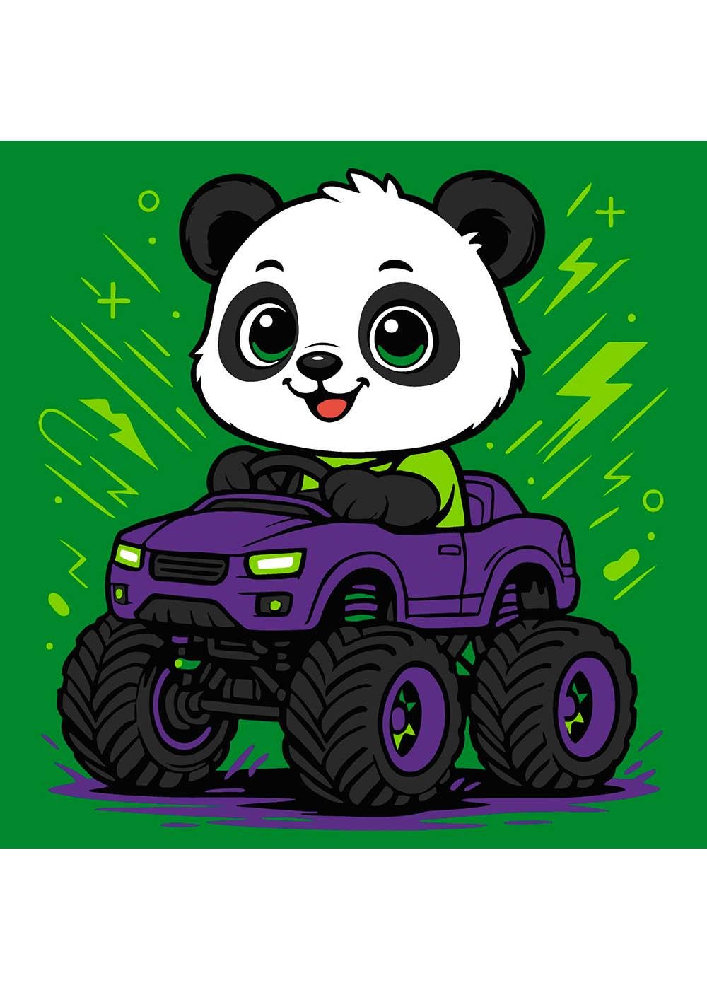 Картина по номерам Ideyka Панда на машине 25х25 см (KHO1306)