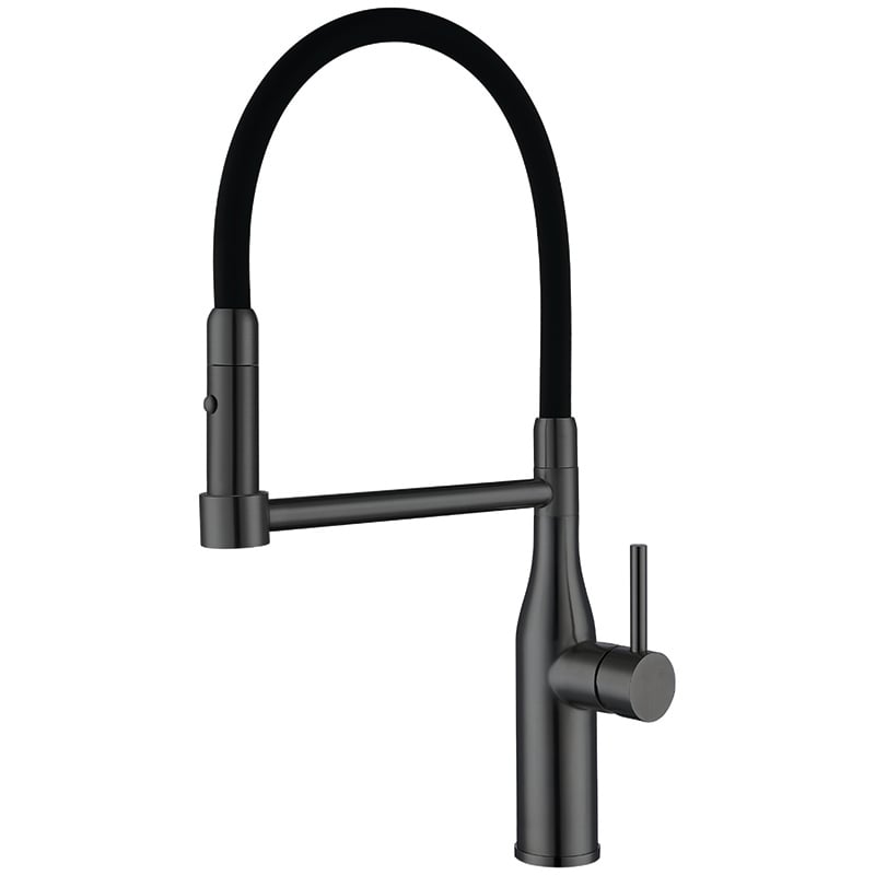 Смеситель для кухни KOER KI-70005-05 с черным силиконовым изливом нержавеющая сталь (KR5005)