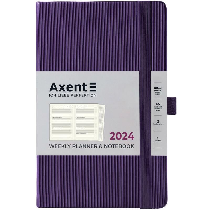 Еженедельник 2024 Axent Partner Lines 125х195 мм 96 л Фиолетовый (8515-24-17-A)