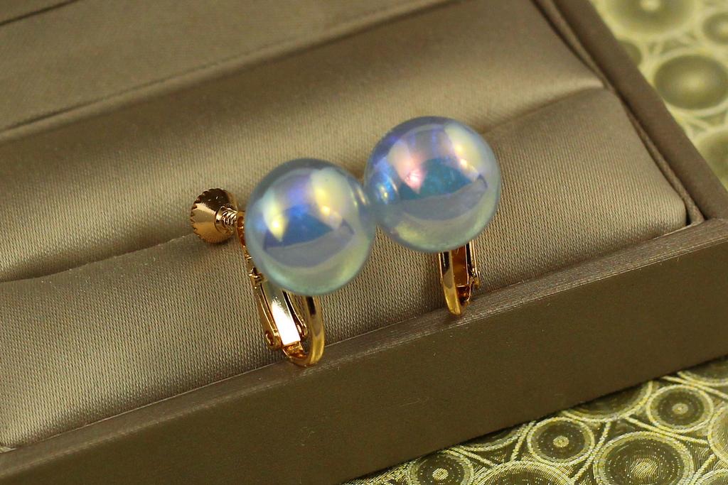 Серьги клипсы Xuping Jewelry шарики синий перламутр 1,6 см Золотистый (27138618)