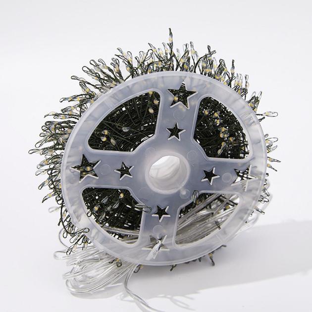 Гірлянда нитка-мішура з пультом на USB та з 8 режимами 2000 LED 100 м на зеленому проводі тепле світло (FC25037)