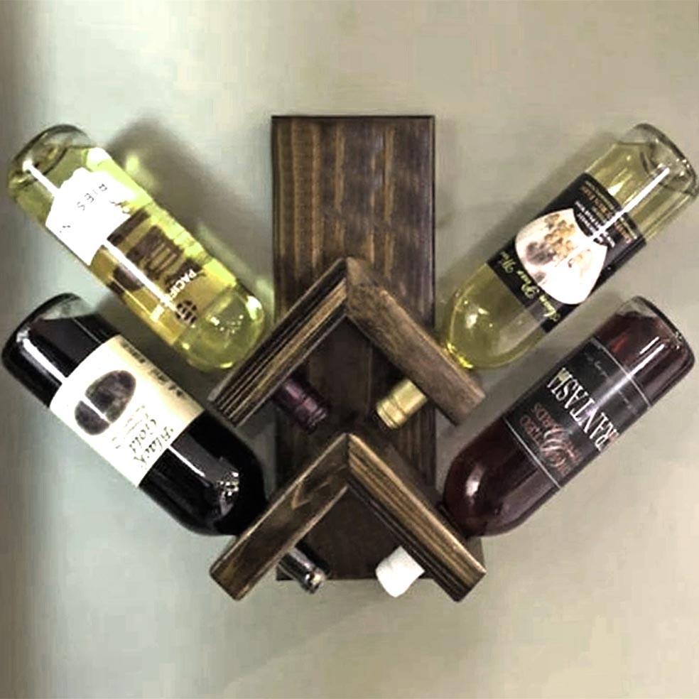 Полка для вина настенная из дерева Диналито 4 Капучино (ПНК-416109)