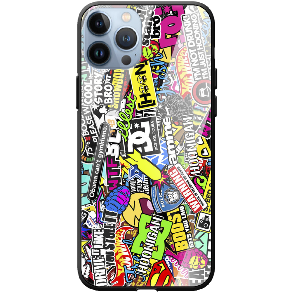 Чехол BoxFace iPhone 13 Pro Max Multicolored Inscriptions Черный силикон со стеклом (43360-up880-43866) - фото 1