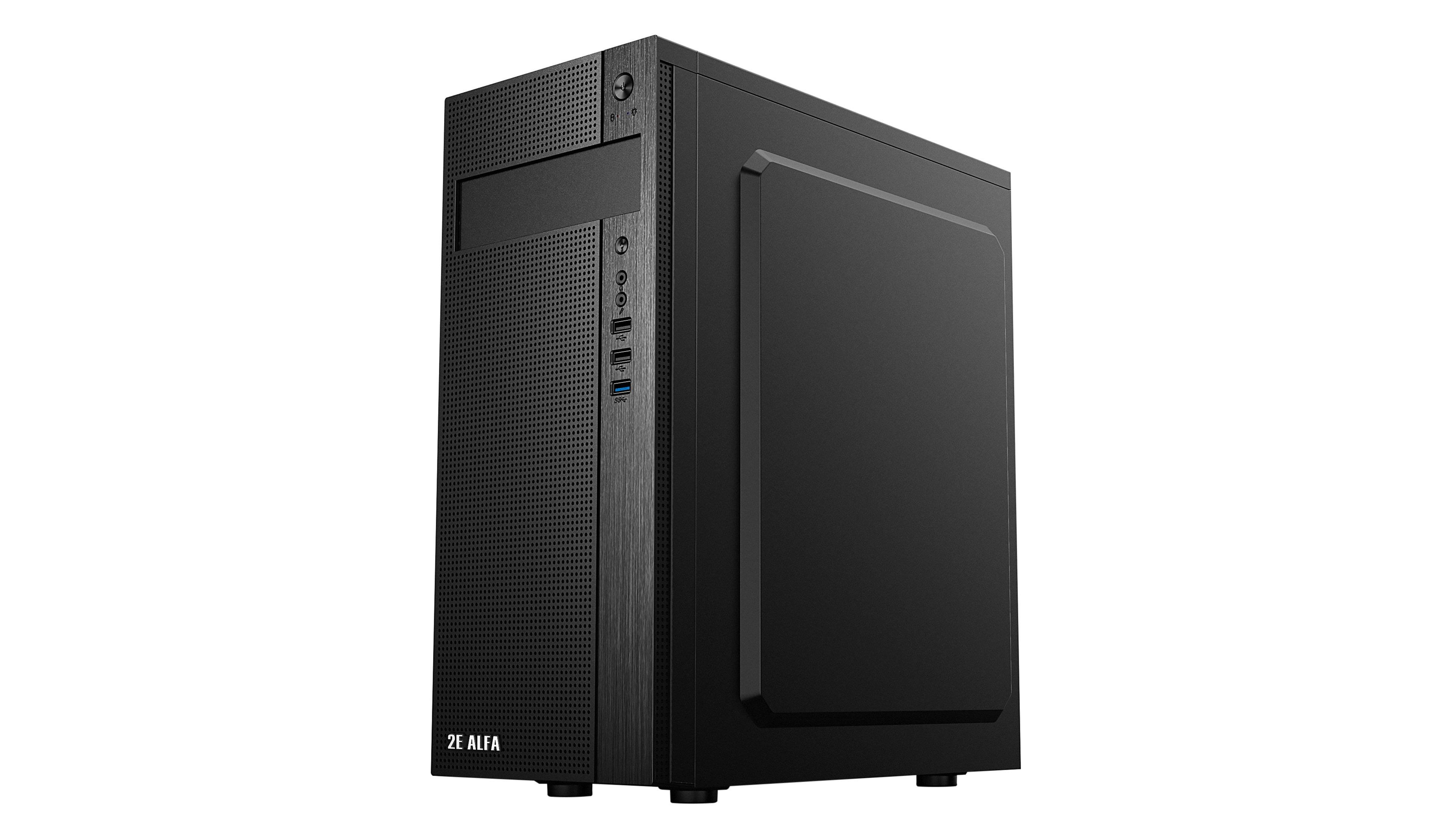 Корпус для комп'ютера 2E Alfa E185 Mid Tower ATX без блоку живлення Чорний (2E-E185)
