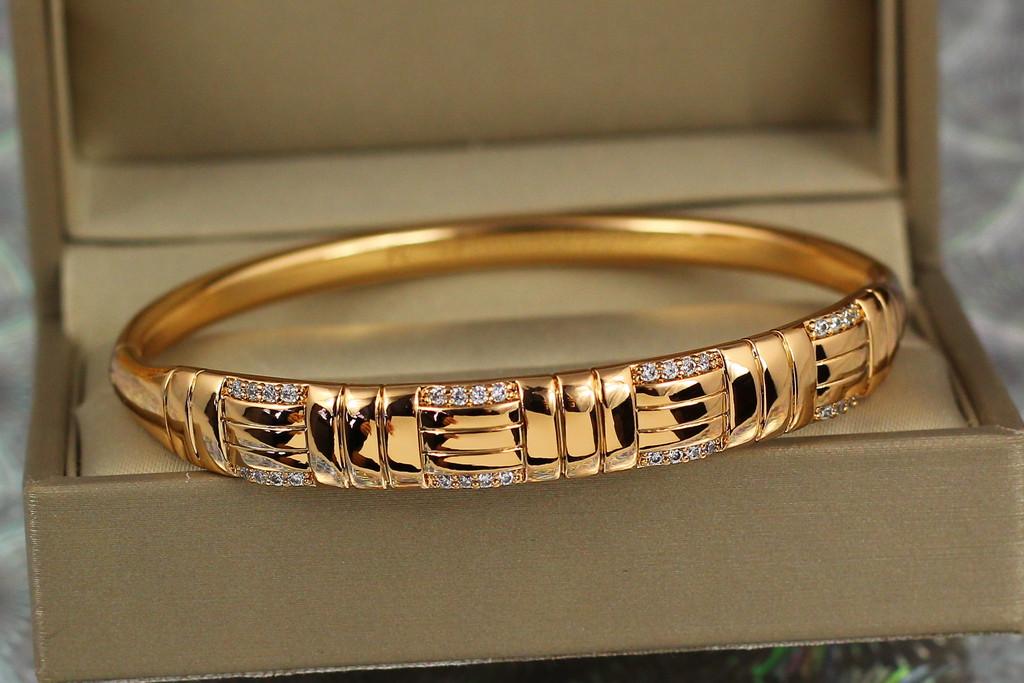 Браслет бэнгл Xuping Jewelry Габион 57 мм 8 мм на руку 16-18 см Золотистый