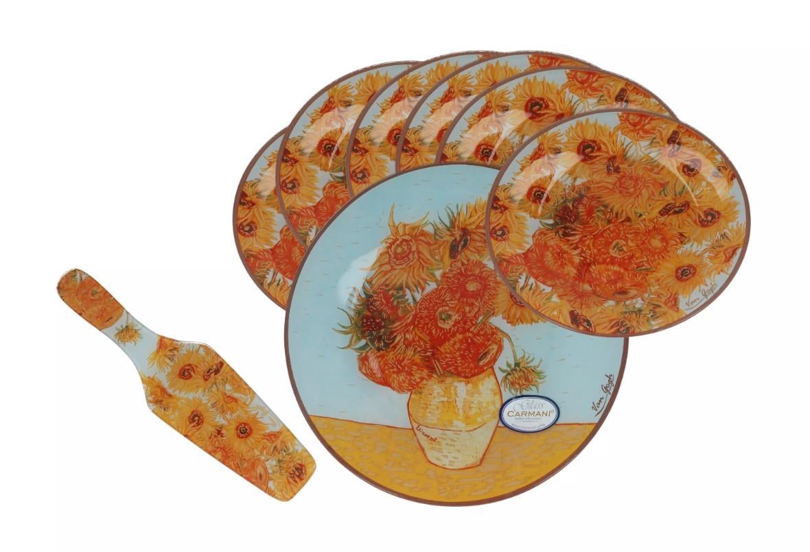 Набір десертний Carmani Ван Гог Соняхи блюдо 1 шт./десертні тарілки 6 шт./лопатка 1 шт. (198-7552)