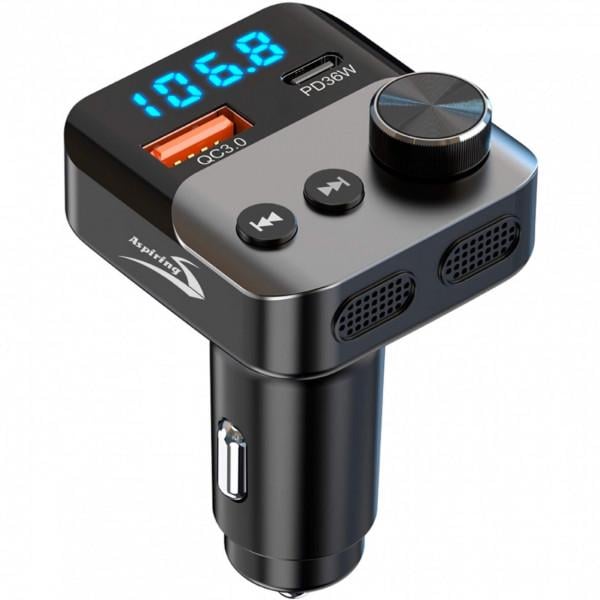 FM-трансмиттер Автомобильный Aspiring Wave 13 54W PD LED/Bluetooth/QC3,0 Type-C 36W Black (TC-WA13)
