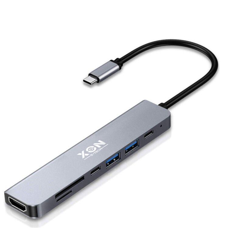 USB-хаб XON SmartHub 7в1 Сірий (UHCHP074300G 5177)