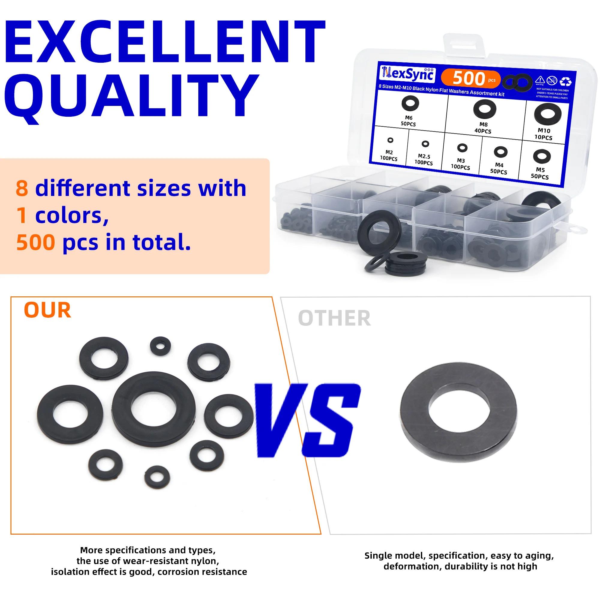 Набір пластикових шайб нейлонових M2/M2.5/M3/M4/M5/M6/M8/M10 500 шт. Чорний (527524) - фото 5 Набір пластикових шайб нейлонових M2/M2.5/M3/M4/M5/M6/M8/M10 500 шт. Чорний (527524) - фото 5
