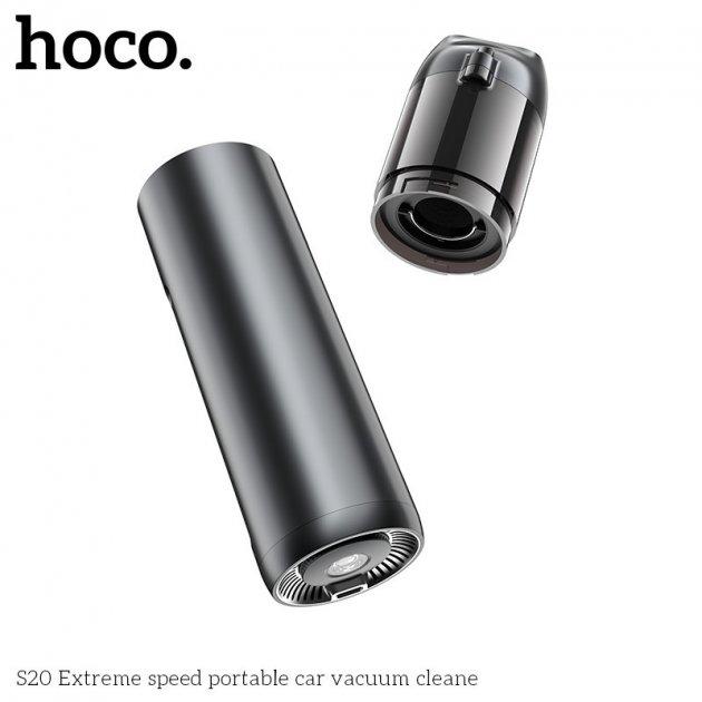 Портативный автомобильный пылесос с фонарем и 2 насадками HOCO S20 7800 mAh 6300 Pa (HCS20) - фото 5