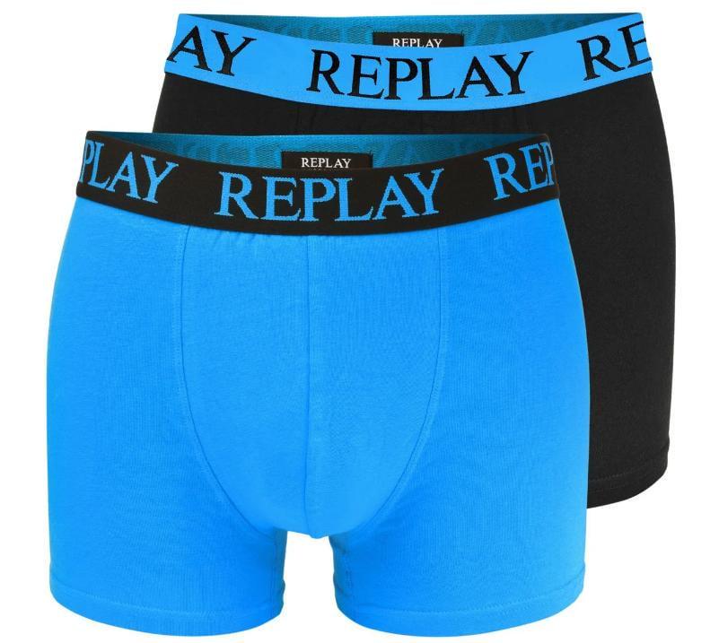 Труси боксери чоловічі анатомічні Replay 2 шт. L Чорний/Насичений-Синій (102576870) - фото 1