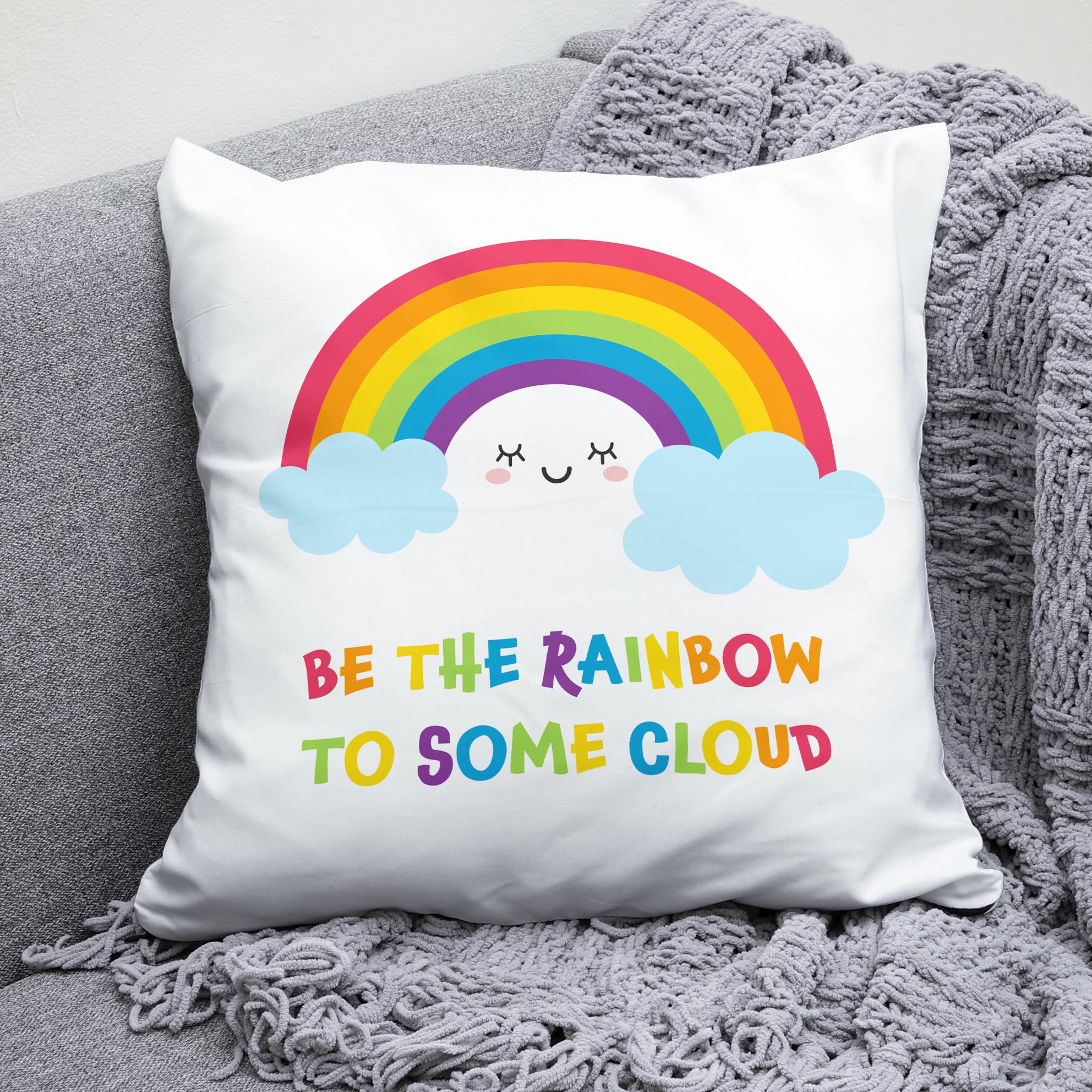 Плюшевая подушка квадрат с принтом "Be the rainbow to some cloud"