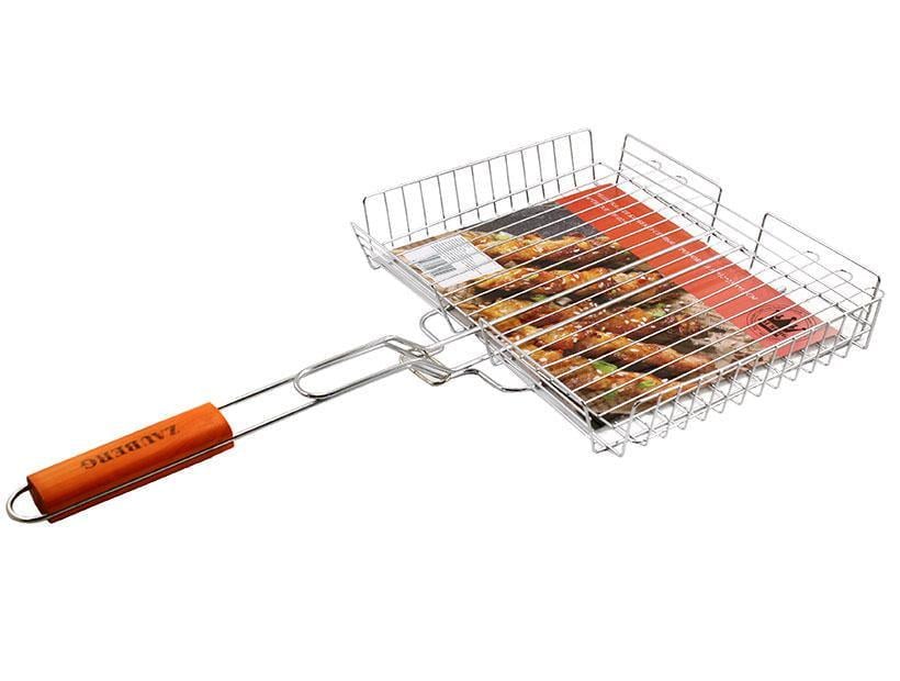 Решетка для барбекю ZAUBERG металлическая с деревянной ручкой 36х32 см (025 D) Решетка для барбекю ZAUBERG металлическая с деревянной ручкой 36х32 см (025 D)