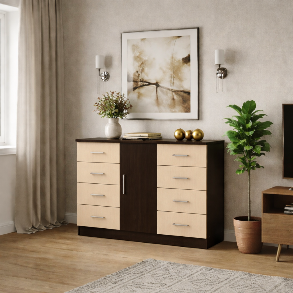Комод V-Star S6 на 8 ящиков и 1 дверь ЛДСП 1202х850х390 мм Венге комби (33968943)