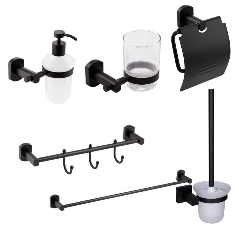Набор аксессуаров для ванной Qtap Liberty 2 Black Matt (FRRS00051836)