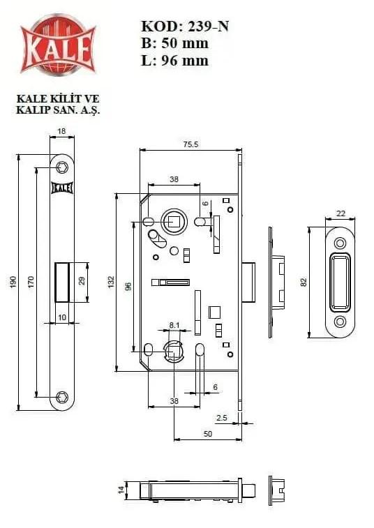 Замок 232N магнитный цилиндрический межкомнатный В 50 мм с соответствующей планкой Латунь (1-30205) - фото 2 Замок 232N магнитный цилиндрический межкомнатный В 50 мм с соответствующей планкой Латунь (1-30205) - фото 2