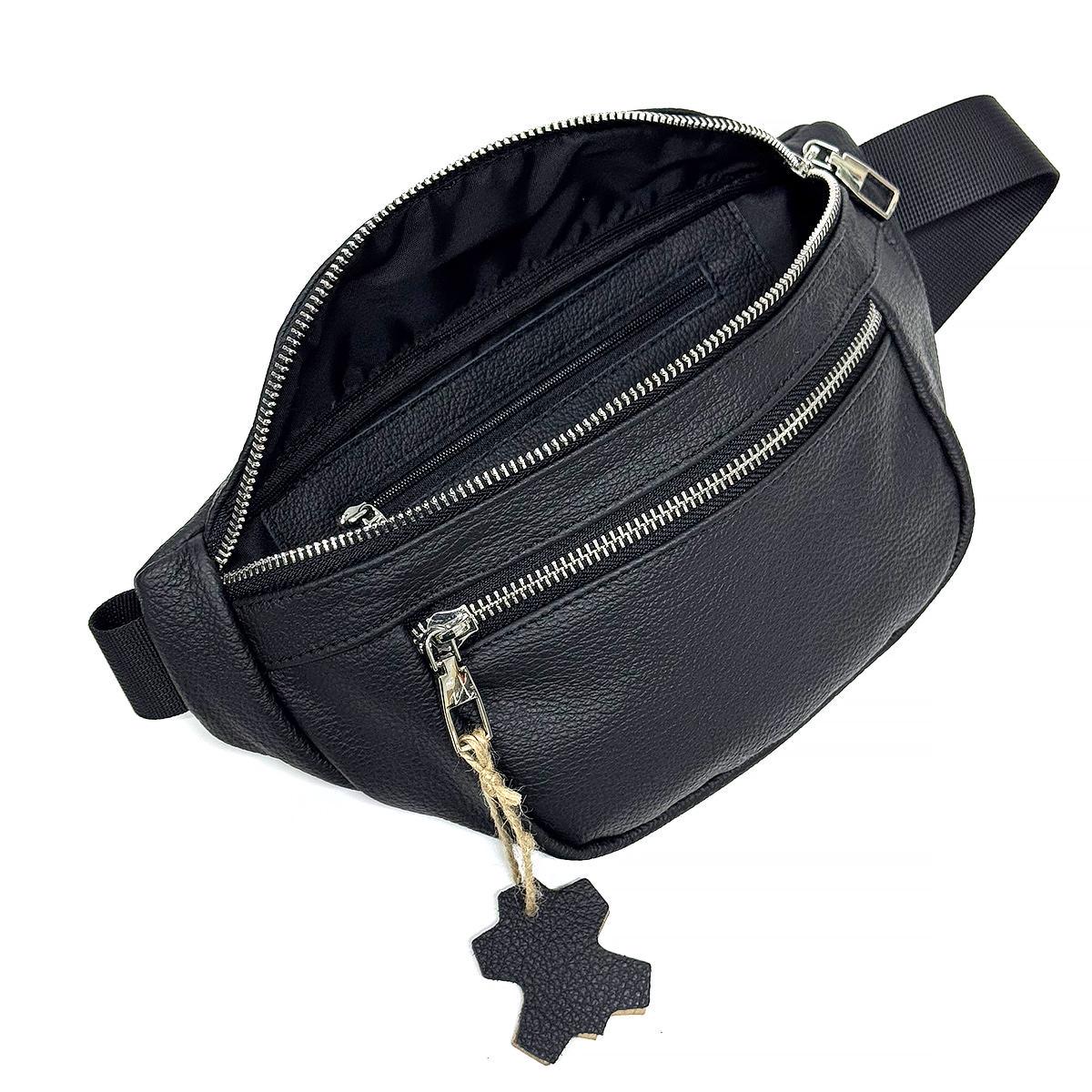 Поясная сумка K1-17 натуральная кожа Black