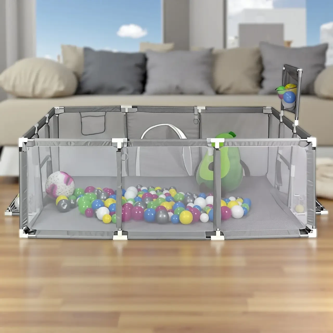 Манеж KP-82 із сітчастими стінками/баскетбольним кільцем та воротами 180х120х62 см (KP82 )