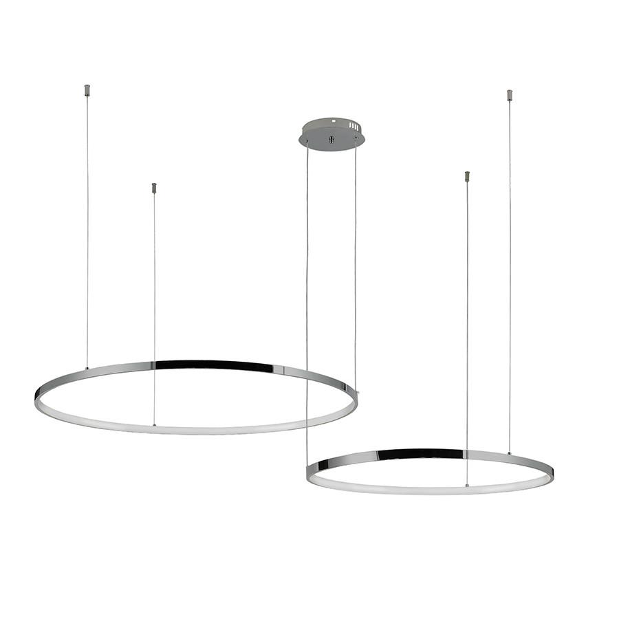Люстра підвісна Levistella 7529832-2B LED 800/1000 з двома кільцями плафонами та пультом Хром (2659179377)