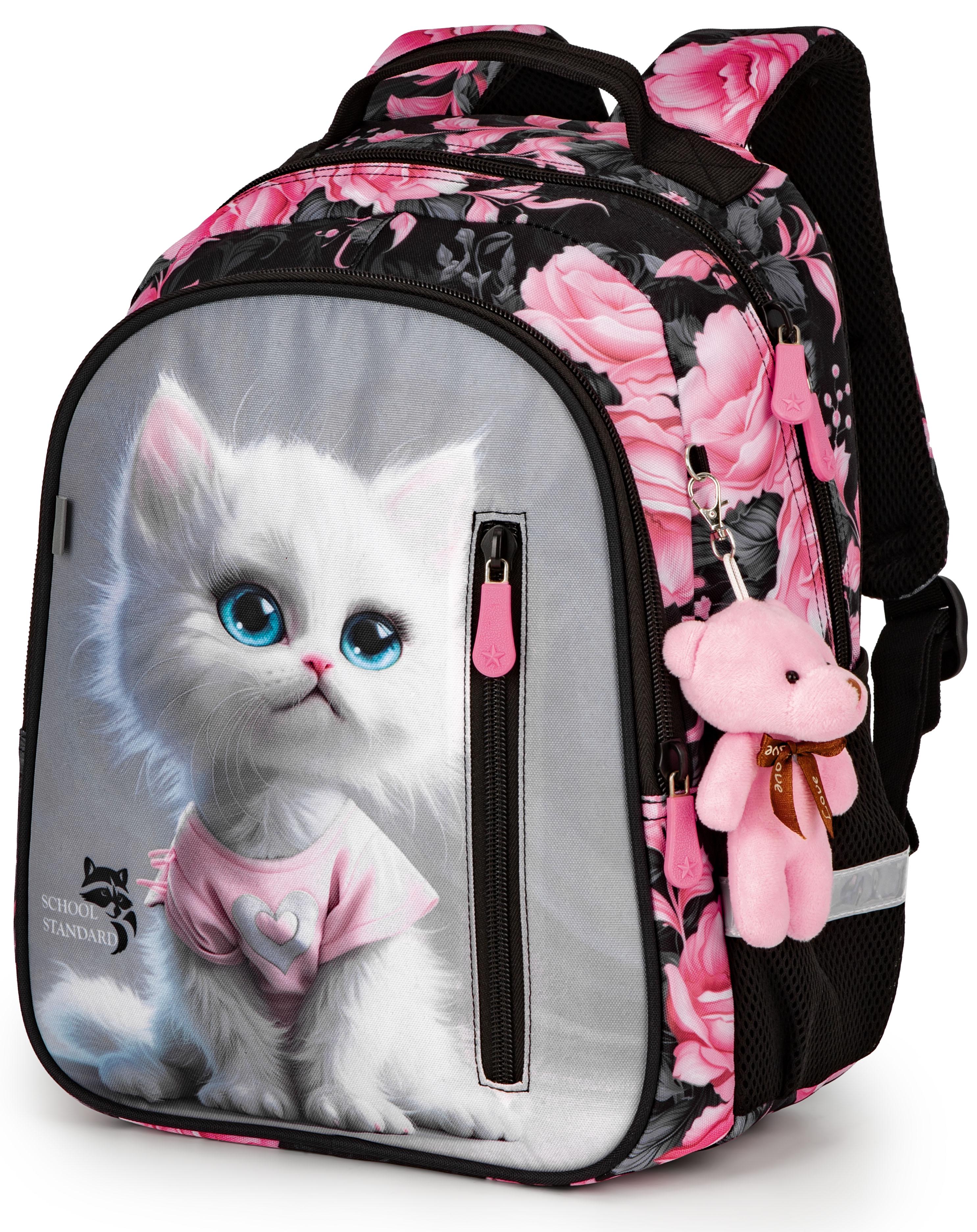 Шкільний рюкзак для дівчинки School Standard Котик для початкової школи 38х28х16 см (160-12) - фото 1
