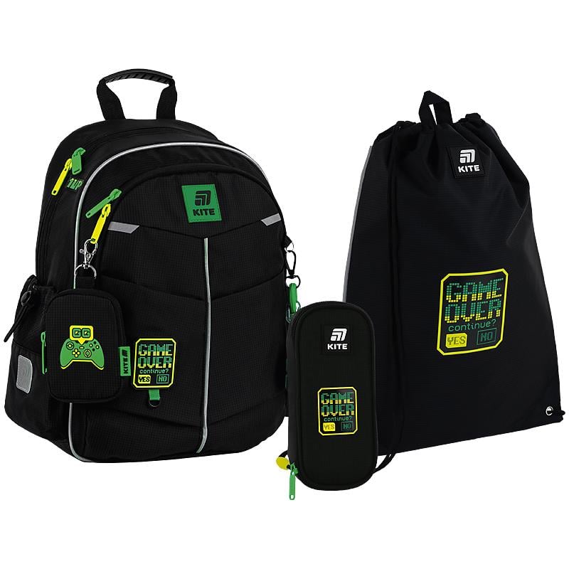 Набор школьный рюкзак с пеналом и сумкой для обуви KITE SET_K25-771S-4 Game Over (000995196)