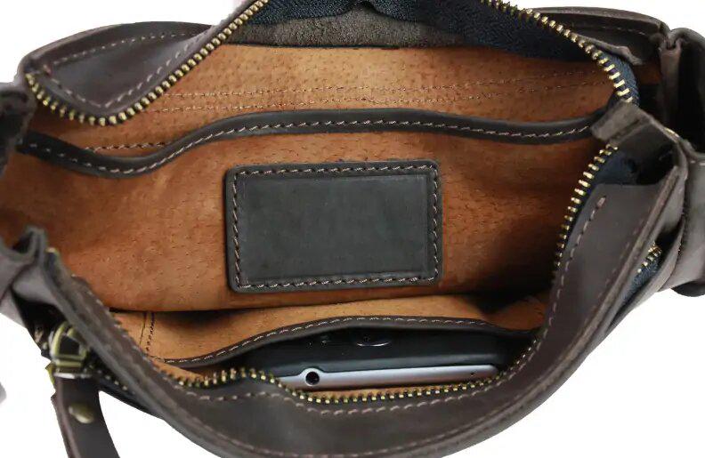 Сумка мужская Freeskin Space на плечо кожаная 25x21x4 см Темно-коричневый - фото 7