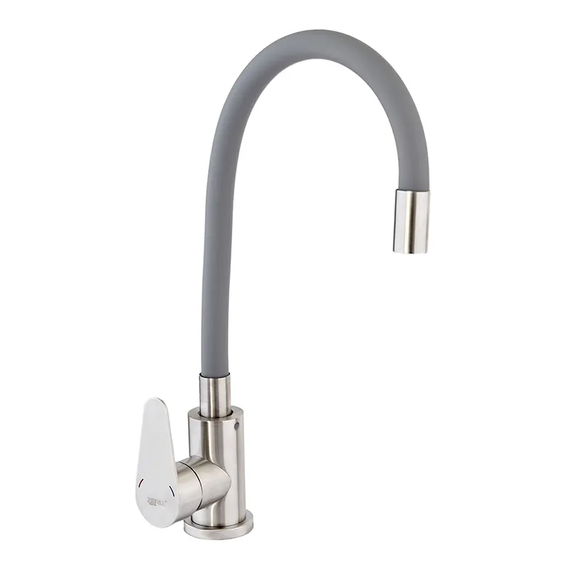 Смеситель для кухни Zerix Fox-011 Reflector SUS304 с серым гибким изливом Grey (ZX4834)