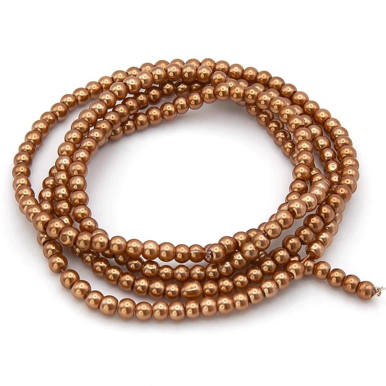 Бусины стеклянные на нитке под жемчуг 3 мм 62 см 215 шт. Капучино (БЖ0003ш50)