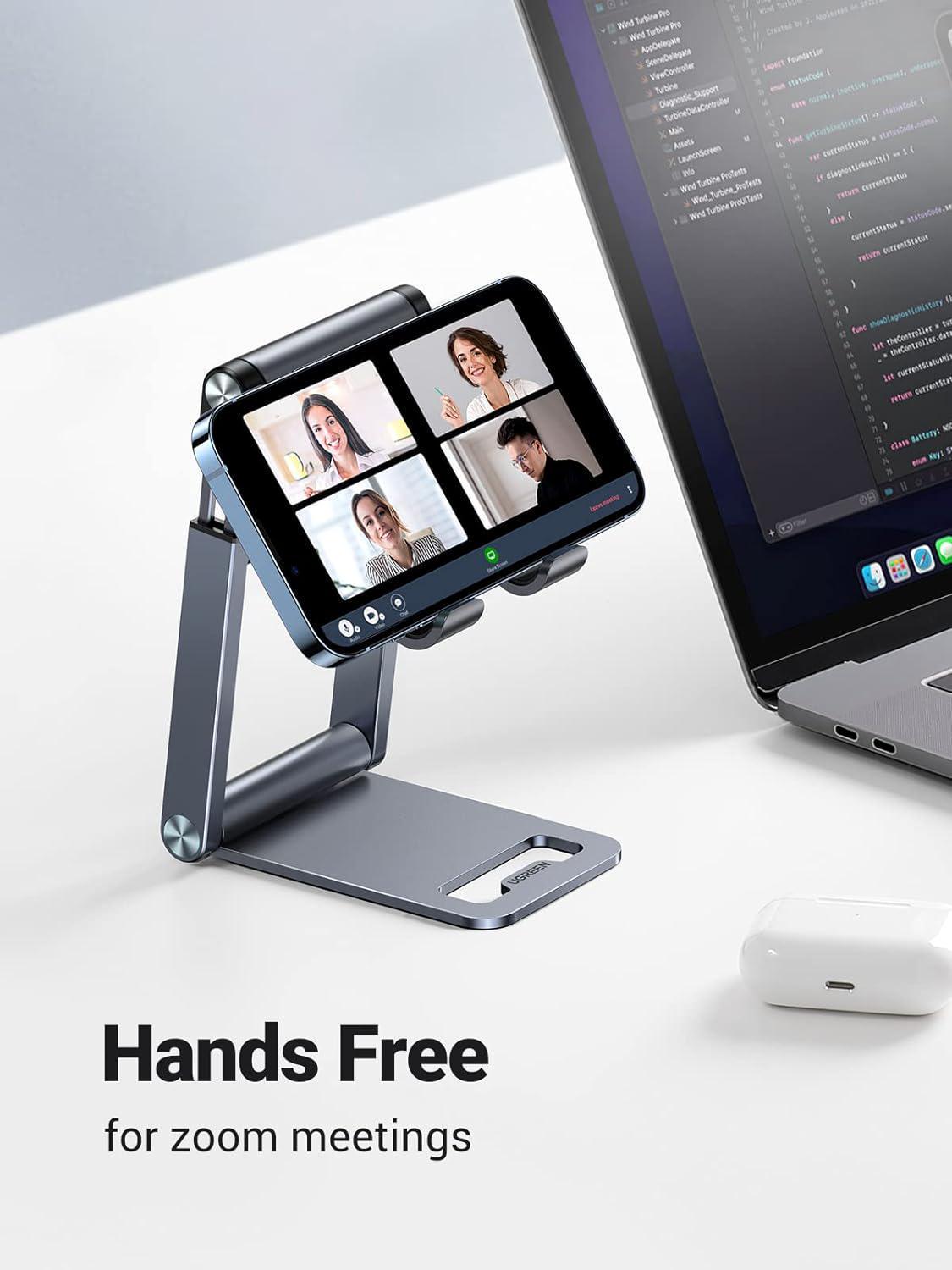 Подставка для телефона UGREEN настольная металлическая складная Серый (50324) - фото 4