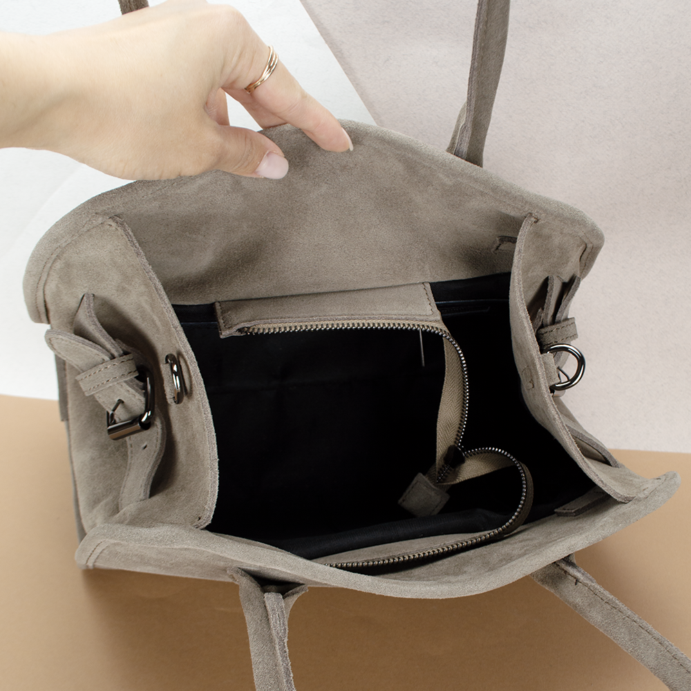 Сумка женская Virginia Conti 03802 замшевая с 2 ручками Темный тауп (2403379785) - фото 4 Сумка женская Virginia Conti 03802 замшевая с 2 ручками Темный тауп (2403379785) - фото 4