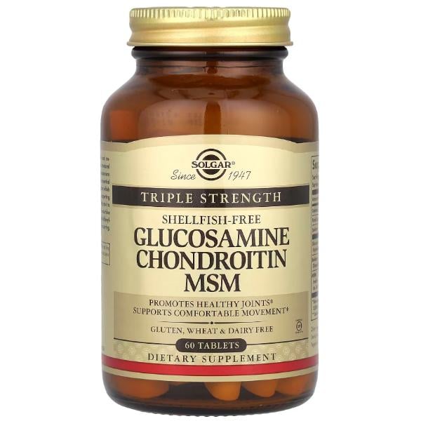 Препарат для суставов и связок Solgar Glucosamine Chondroitin MSM Triple Strength 60 таб. (000026104)
