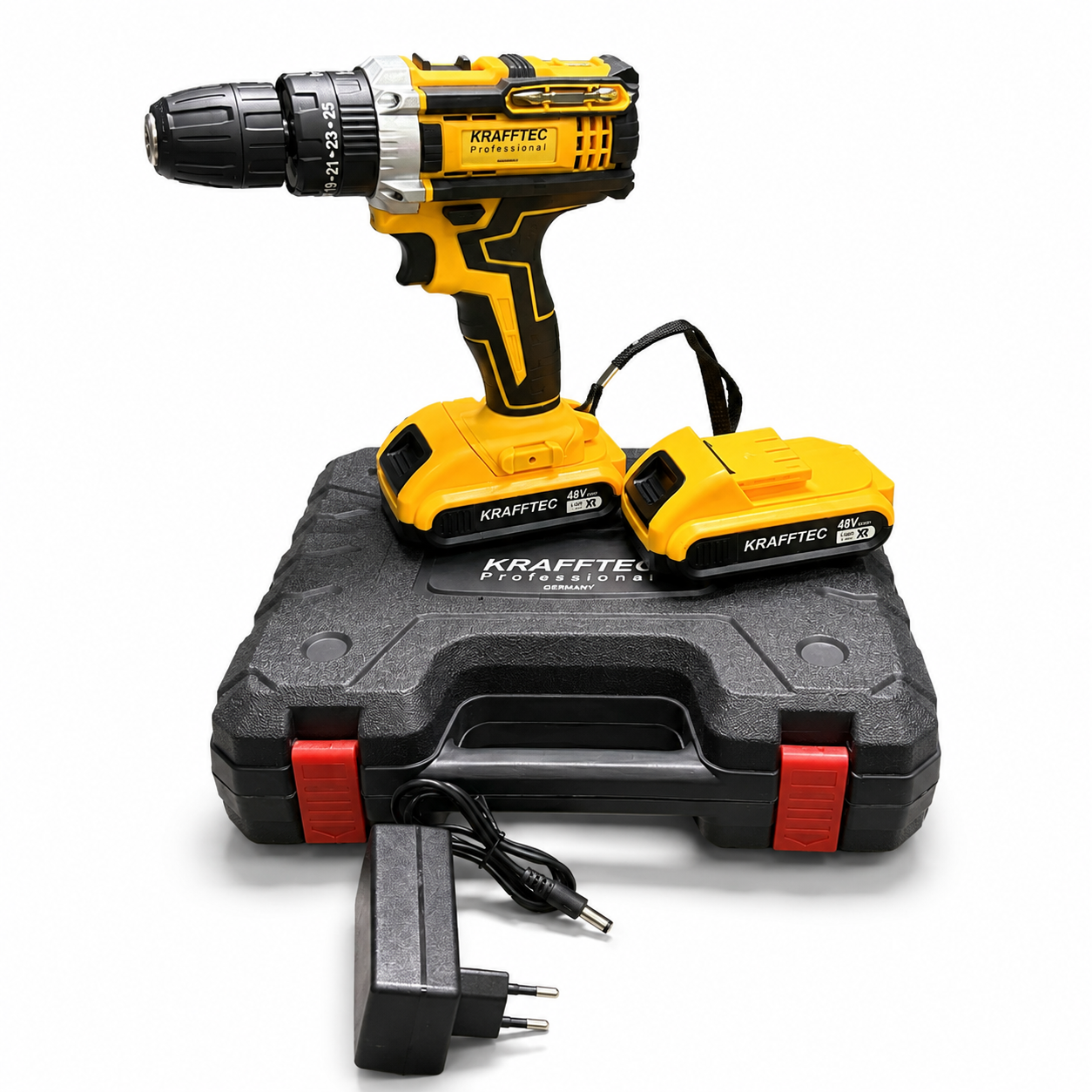Шуруповерт акаумуляторный ударный Krafftec DCD870 48 В 6 Ач 97 Н·м бесщеточный 2 аккумулятора/кейс (6282681)