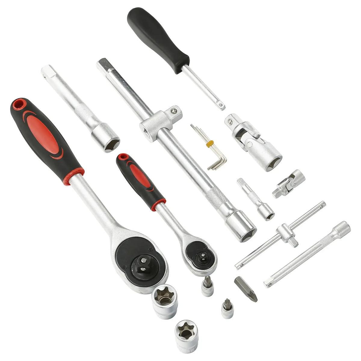 Набор инструментов для авто CR-V 1/4" и 1/2" С двумя трещотками 108 пр. в кейсе Blue (110609) - фото 4