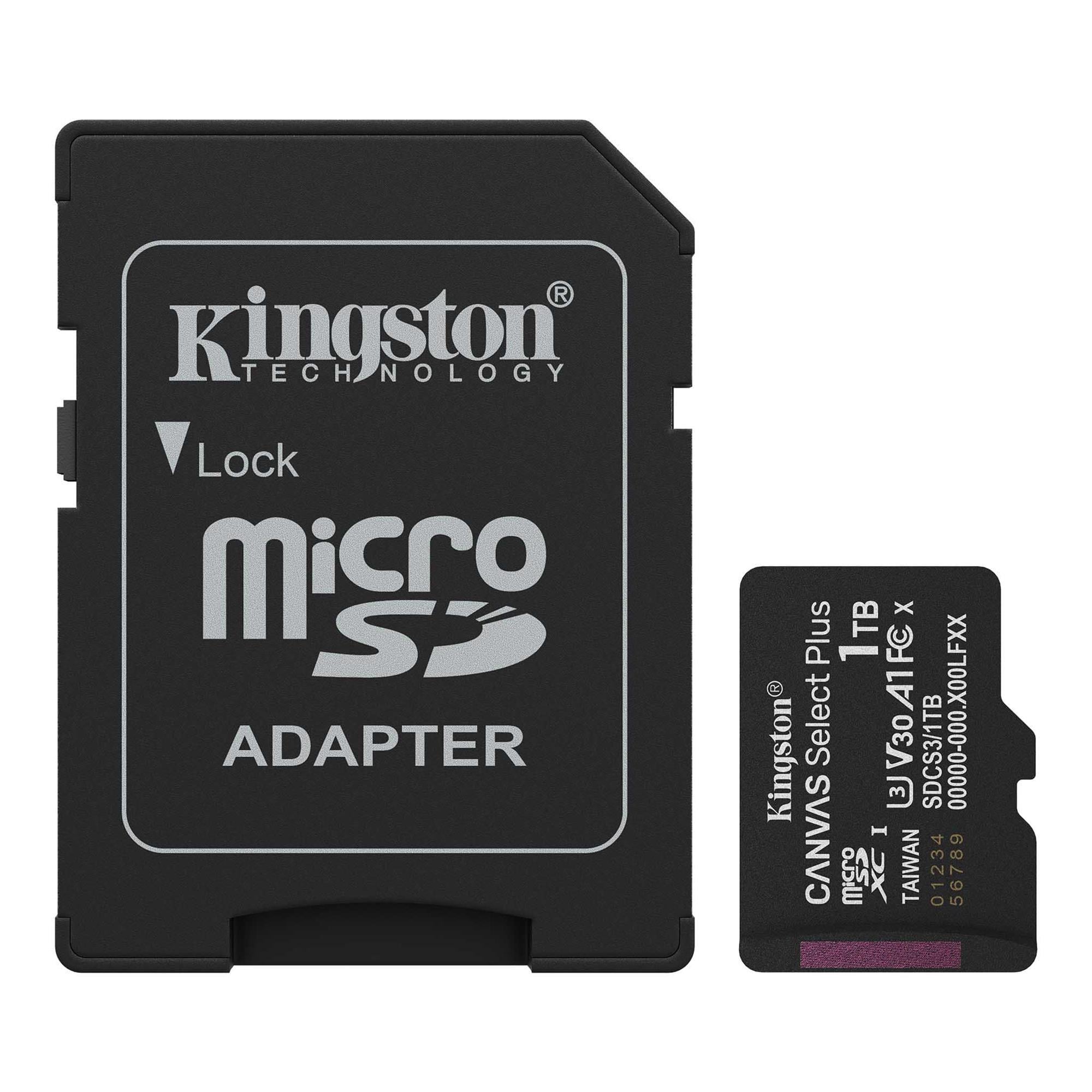 Карта памяти Kingston Canvas microSDXC Select Plus 1 ТВ с SD-адаптером UHS-I Class 10 V10 (SDCS3/1TB)