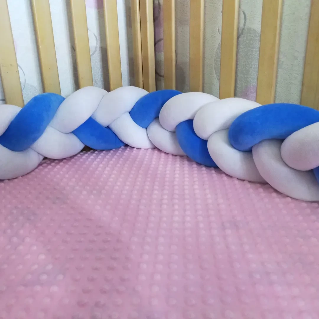 Бортик в детскую кроватку косичка трипрядная 120x18 см Сине-серый (1484937077) - фото 2 Бортик в детскую кроватку косичка трипрядная 120x18 см Сине-серый (1484937077) - фото 2