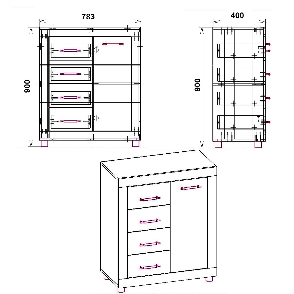 Комод для спальни с выдвижными ящиками Компанит МГ-1 Тумба-2 90х40х78,3 см Дуб сонома/Нимфея альба Белый (2064377) - фото 2