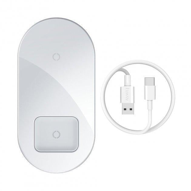 Беспроводная зарядка Baseus Simple 2in1 Pro Edition Series Wireless Charger, White (WXJK-C02)