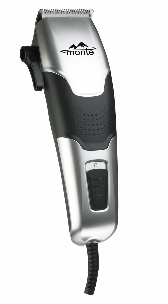 Машинка для стрижки Monte MT-5054G керамическое и стальное лезвие/4 насадки 3-12 мм/от сети 15 Вт Серебряно-черный (33348751)