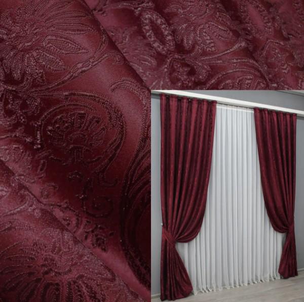 Комплект штор з жакарду 1,5х2,7 м 2 шт. Бордовий (1455ш) - фото 7