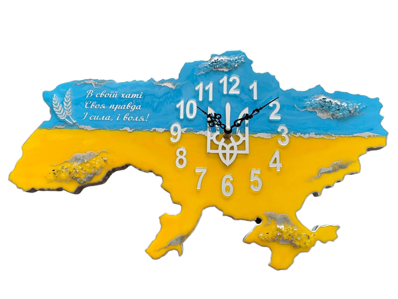 Часы настенные из эпоксидной смолы Карта Украины 80x53 см