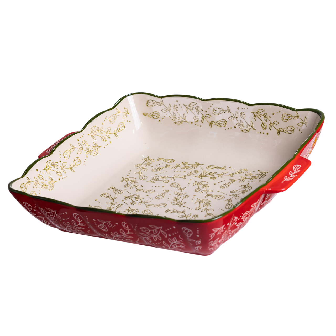 Форма для запікання у духовці порцелянова квадратна Vintage з ручками 2,5 л 30х30х7 см Червоний (HM04-16) - фото 7
